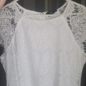 White Lace Knee Length Dress